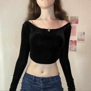 Black velvet crop top